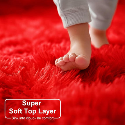 Amdrebio Red Rugs - 6x9 Fuzzy Furry Livin' Room Rug, Kids' Room Christmas Decor