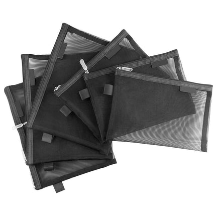 Bolsas de Maquillaje de Malla Topfinder, Estuches Cosméticos con Cremallera, Estuches para Lápices con Cremallera, Kit de Aseo Portátil para Viajes, Estuche Organizador de Oficina, Papelería ((6A+5A)*3 Negro)