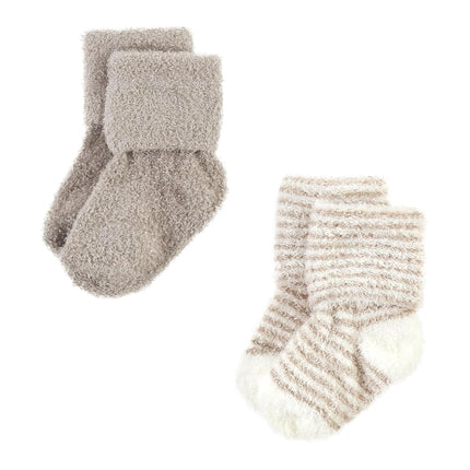 Hudson Baby Calcetines de Felpa y Algodón Rico para Bebé Unisex Recién Nacido, Raya Beige, 6-12 Meses, Paquete de 8 Rayas Beige, 6-12 Meses