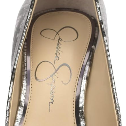 Jessica Simpson Women's Cambredge Pointed Toe Pump, Chrome Metallic Snake, 8
