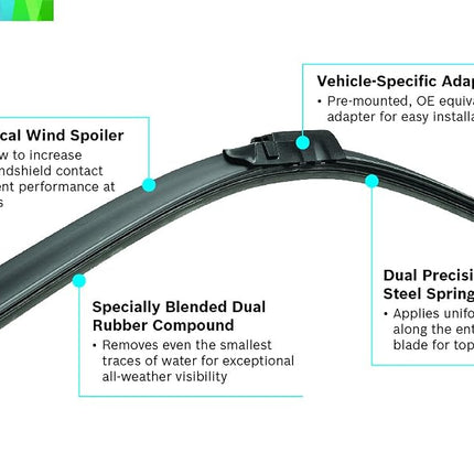 Bosch 3397007523 AeroTwin OE Replacement Driver & Passenger Side Wiper Blades (26" & 17") Side Lock 19mm