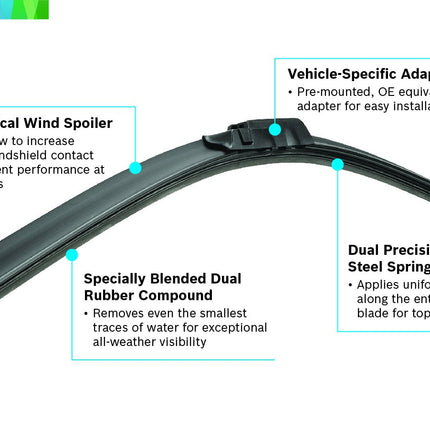 Bosch 3397007523 AeroTwin OE Replacement Driver & Passenger Side Wiper Blades (26" & 17") Side Lock 19mm