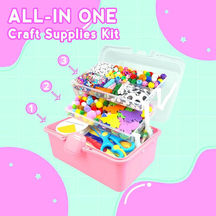 ZEIZHUBN 3000 Pieces Craft Set Children, DIY Craft Case Children with Pipe Cleaner, Googly Eyes, Creative Scrapbooking Craft Box, Craft Supplies for Girls Boys 4-8, 8-12 Years Gift