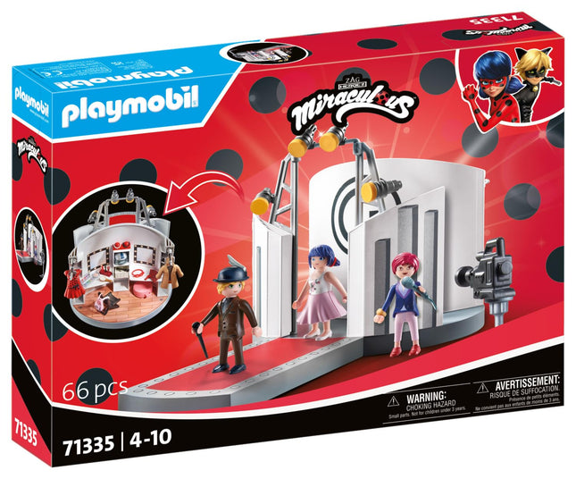 Playmobil 71335 Miraculous: Gabriel's Fashion Show, including Marinette, Adrien and Nadja, adventure with Ladybug, fun imaginative role play, diverse play sets suitable for children ages 4+