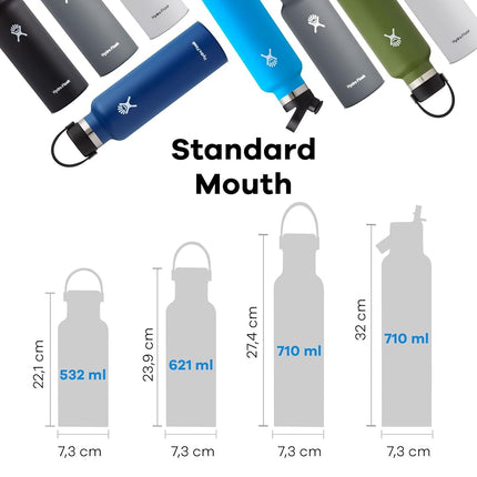 Hydro Flask - Water Bottle 709 ml (24 oz) - Vacuum Insulated Stainless Steel Water Bottle with Leak Proof Flex Cap and Powder Coat - Standard Mouth - Black