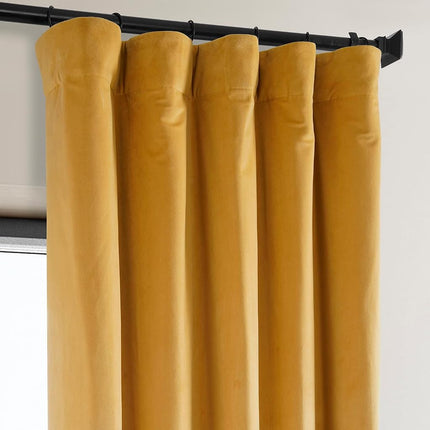HPD Half Price Drapes Heritage Plush Velvet Curtains 108 Inches Long Room Darkening Curtains for Bedroom & Living Room 50W x 108L, (1 Panel), Aztec Gold