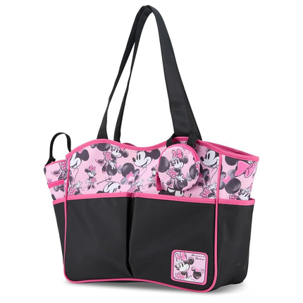 Disney Baby Multi-functional Travel Tote Diaper Bag with Changing Pad, Minnie Black Pink, Large, Disney Baby Multi-functional Travel Tote Diaper Bag With Changing Pad