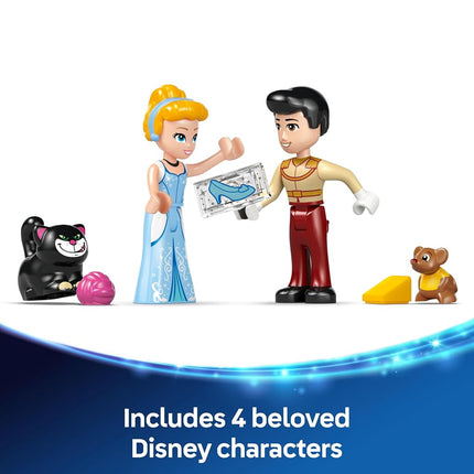 LEGO ǀ Disney Princess Cinderella’s Castle & Horse Carriage Toy - incl. Cinderella & Prince Charming Mini Dolls, plus Lucifer, Gus and a Horse Animal Figure - Gift for 6+ Year Old Girls - 43275