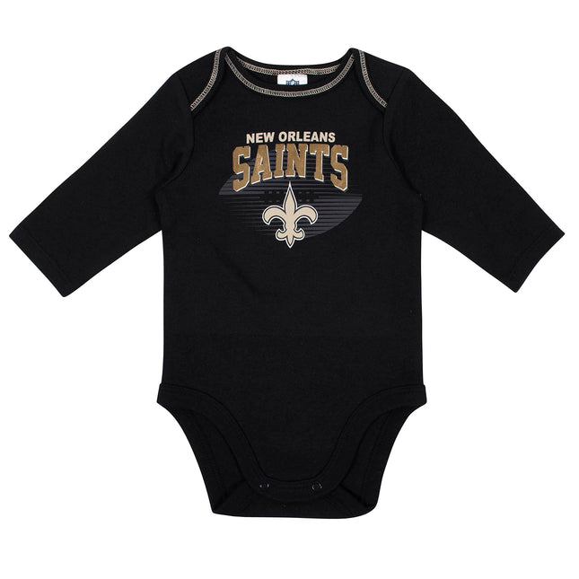 NFL New Orlean Saints Boys 2 Pack Long Sleeve BODYSUIT, Team Color, 18M