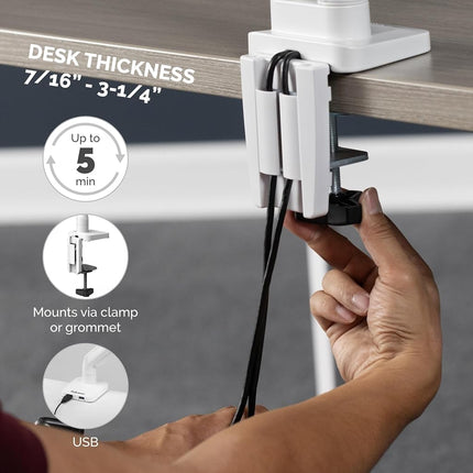 Fellowes Single Monitor Arm - Platinum Series Mount for 8KG 32 inch Screens - Ergonomic Adjustable Arm Desk Mount - Tilt 45° Swivel 360° Rotation 360°, VESA 75 x 75/100 x 100 - White