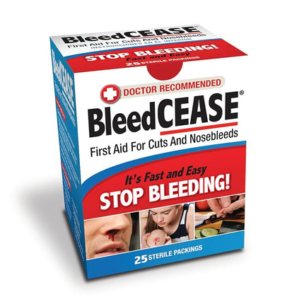 Bleedcease First Aid for Cuts and Nosebleeds Sterile Packings, 25 Count