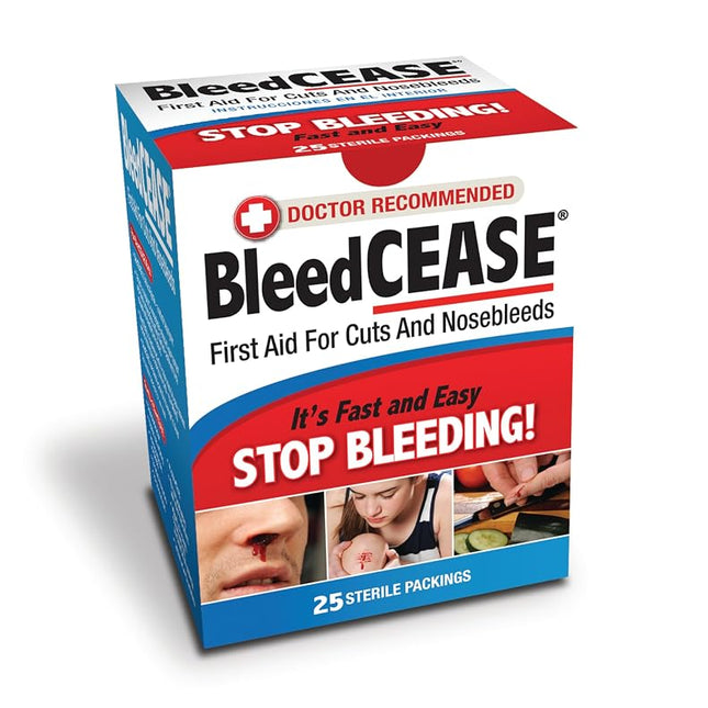 Bleedcease First Aid for Cuts and Nosebleeds Sterile Packings, 25 Count