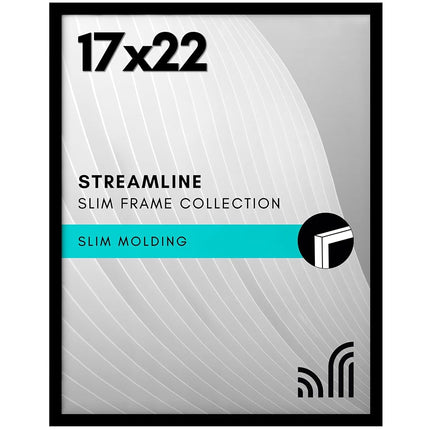 Americanflat 17x22 Picture Frame in Black - Thin Border Photo Frame with Polished Plexiglass - Horizontal and Vertical Formats for Wall