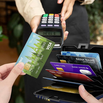 Mini Credit Card Holder for Women or Men,RFID Blocking Slim Hard Card Case ID Case Travel Wallet, Dandelion, S