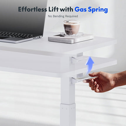 FLEXISPOT H7 Pneumatic Mobile Overbed Table 80 x 45 cm, White