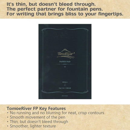 SAKAEテクニカルペーパー Tomoe River FP 52gsm Glue-bound Paper Pad by SANZEN, 8.27 x 11.7 Inches (A4-size), Cream, 100 Sheets (SR-A4LC)