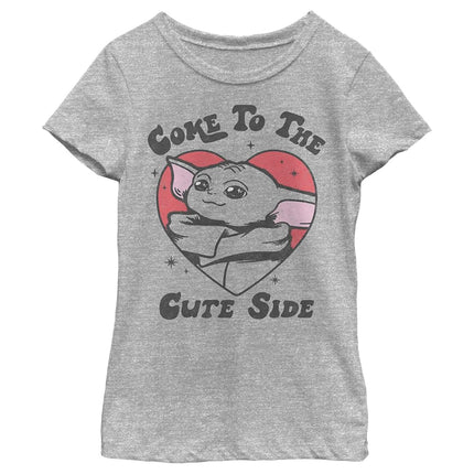STAR WARS The Mandalorian Girl's Grogu Cute Lord T-Shirt, Athletic Heather, Large