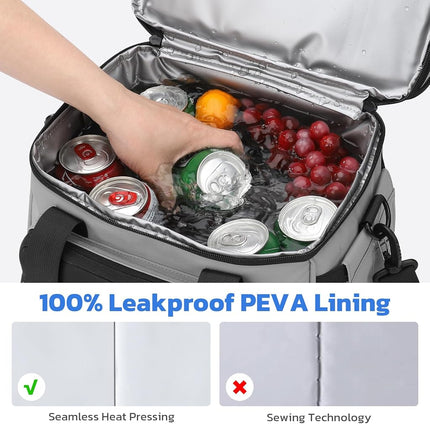 Maelstrom Lunch Box, 20L Insulated Lunch Bag for Men Women, Expandable Double Deck Leakproof Cooler Bag with 6 Pockets, Reusable Lunch Tote Bag for Work, Picnic, Travel, Grey