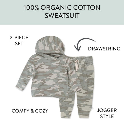 HonestBaby Conjunto de Sudadera con Capucha y Pantalón Jogger Multipack de Algodón Orgánico para Bebés, Niños Pequeños, Niños y Niñas, Unisex, Camuflaje Tormenta de Arena, 5T, Camuflaje Tormenta de Arena, 5T