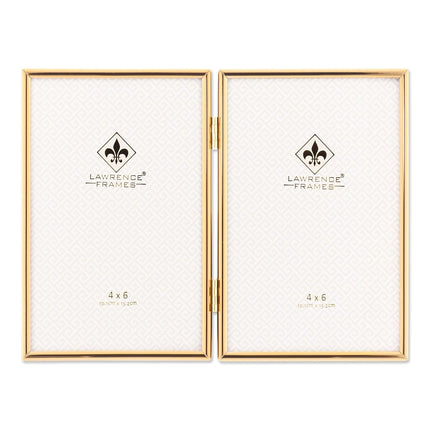 Lawrence Frames Hinged Simply Gold Metal Picture Frame, 4x6 Double