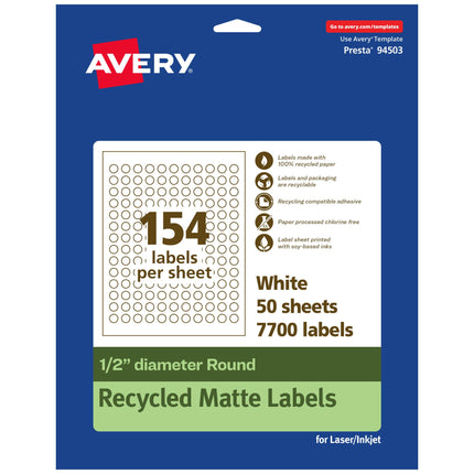 Avery EcoFriendly Matte White Recycled Round Label