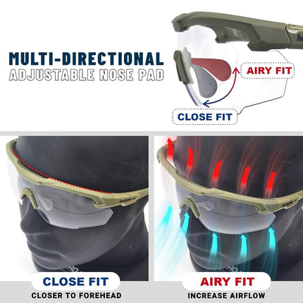 HTS HUNTERSKY S57 Yellow Lens Ballistic Tactical Shooting Glasses ANSI Z87+ UV400 Anti-Fog Eyewear for Airsoft Range Security and Outdoor Sports, for Men and Women