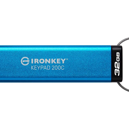 Kingston IronKey Keypad 200C Type-C hardware-encrypted USB Flash Drive FIPS 140-3 Level 3 (Pending) with XTS-AES 256-bit Hardware Encryption -IKKP200C/32GB