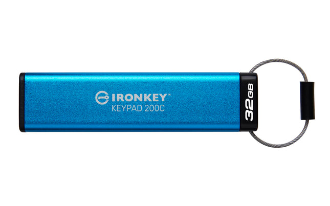 Kingston IronKey Keypad 200C Unidad flash USB cifrada por hardware Tipo C FIPS 140-3 Nivel 3 (pendiente) con cifrado de hardware XTS-AES de 256 bits -IKKP200C/32GB