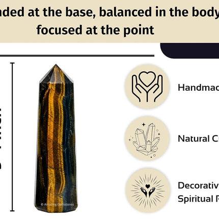 Amazing Gemstone Multi Tiger Eye Crystal Towers - Natural Healing Crystal Point Obelisk for Reiki Healing and Crystal Grid (3" to 4" INCH)