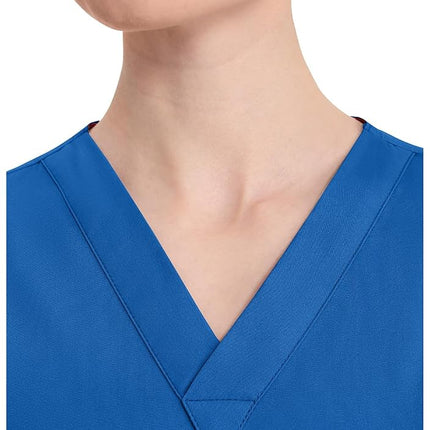 Dickies Men's Signature V-Neck Scrubs Shirt, Caribbean Blue, XXL