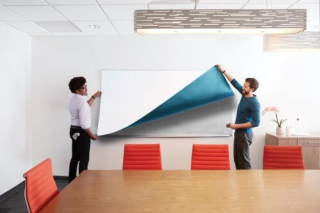 Superficie de pizarra de borrado fácil Post-it, paquete de 1 rollo, 91,4 cm x 60,9 cm, color blanco - Lámina de pizarra para rotulador permanente para paredes, puertas, mesas, pizarras, tableros, fácil instalación
