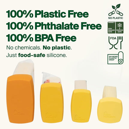 Food Huggers Cheese Huggers Set of 4 Reusable Silicone Savers | Cheese Paper Alternative | Store Cheddar, Swiss, Colby Jack and More
