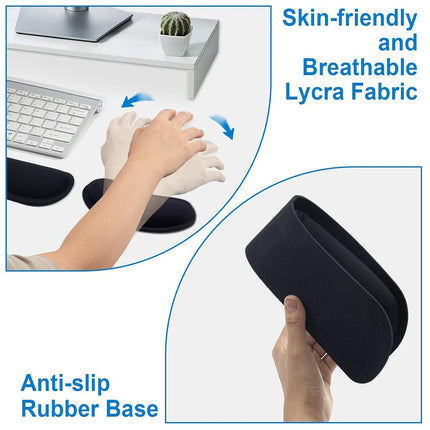 Leolee Gel Memory Foam Keyboard Wrist Rest, Black 5 in 1 Wrist Rest Set