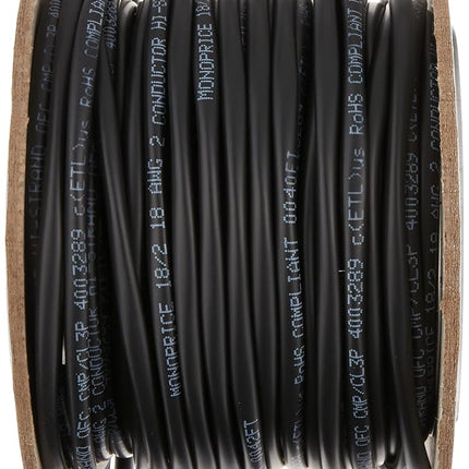 Monoprice 113729 Nimbus Series 18 Gauge AWG 2 Conductor CMP-Rated Speaker Wire / Cable - 50ft UL Plenum Rated, 100% Pure Bare Copper With Color Coded Conductors
