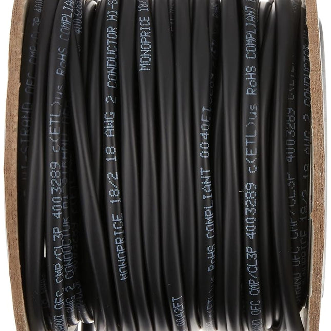 Monoprice 113729 Nimbus Series 18 Gauge AWG 2 Conductor CMP-Rated Speaker Wire / Cable - 50ft UL Plenum Rated, 100% Pure Bare Copper With Color Coded Conductors