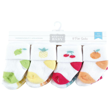 Hudson Baby Unisex Baby Cotton Rich Newborn and Terry Socks, Fruity, 0-6 Months, Fruity, 0-6 Months