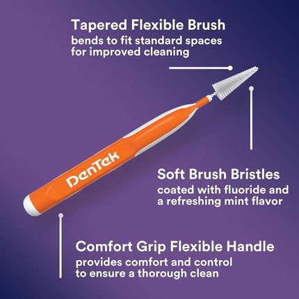 DenTek Easy Brush Advanced Clean Interdental Cleaners, Standard, 16 Count, 6 Pack