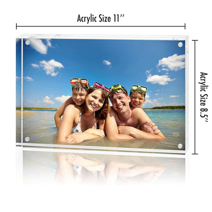 Americanflat 8.5x11 Acrylic Picture Frame - Double Sided Picture Frame with Magnetic Corners - Transparent Acrylic Frame for Desk or Tabletop Display - 8.5x11 Frame with Microfiber Cloth Included