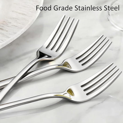 24 PCS Forks Stainless Steel, Food Grade Stainless Steel Metal Forks Cutlery Set, Table Dinner Forks Silverware Set for Home, Kitchen, Restaurant, Dishwasher Safe (8 inch, Silver)
