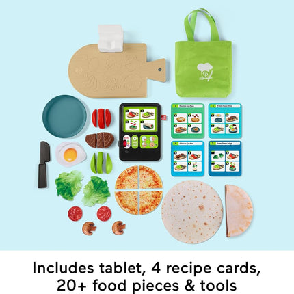 Fisher-Price Preschool Kitchen Playset Laugh & Learn 123 Follow The Recipe Meal Kit 30-Piece Pretend Cooking Toy Set for Ages 3+ Years