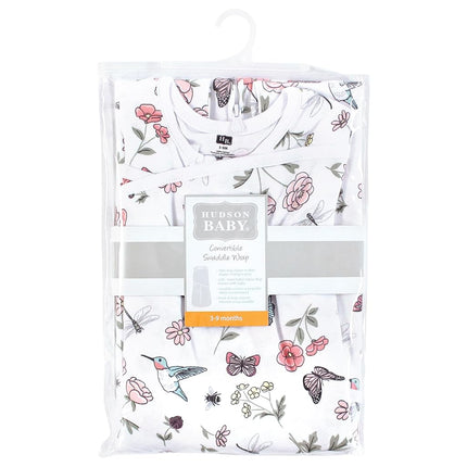 Hudson Baby Unisex Baby Convertible Swaddle Sleep Sack, Hummingbird Garden, 0-3 Months