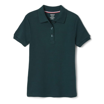 Polo French Toast Plus de manga corta para niñas con cuello piqué de punto interlock, color Hunter, talla Medium/10/12/Plus, verde