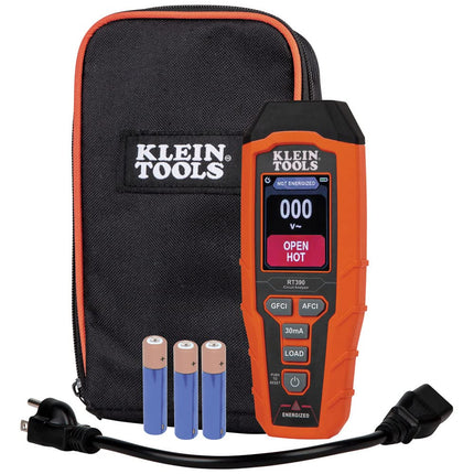 Klein Tools RT390 Circuit Analyzer with Large LCD, Identifies Wiring Faults, GFCI and AFCI Tester, Voltage Drop, Displays Trip Time, Orange