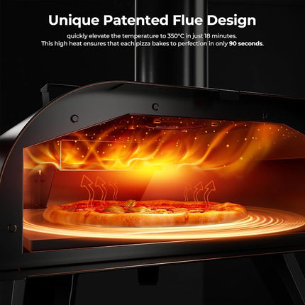 BIG HORN OUTDOORS 12 Inch Wood Pellet Pizza Oven, Portable Stainless Steel Outdoor Pizza Oven with Pizza Stone, Wood Fired Pizza Grill for Garden & Camping