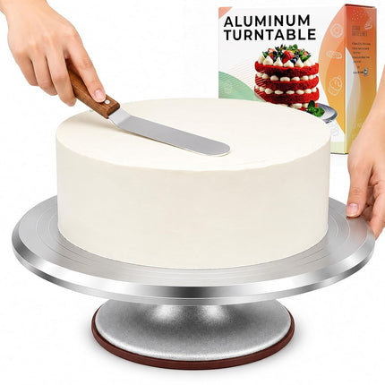 RFAQK 12 Inch Aluminum Alloy Revolving Cake Stand,