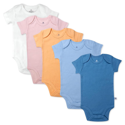 HonestBaby 5 Pack Girls Short Sleeve Bodysuit 100%