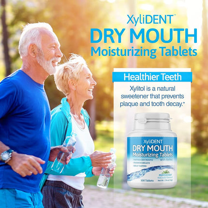 Nature's Stance XyliDENT Xylitol Tablets for Dry Mouth Relief - Stimulates Saliva, Freshens Breath, Reduces Acid Production, Fast Acting Relief, 100 Count (Peppermint)