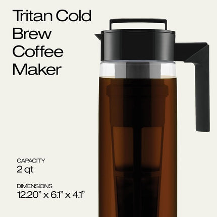 Takeya 10311 Patented Deluxe Cold Brew Iced Coffee Maker with Airtight Seal & Silicone Handle, Made in USA, 2-Quart, Black BPA-Free Dishwasher-Safe