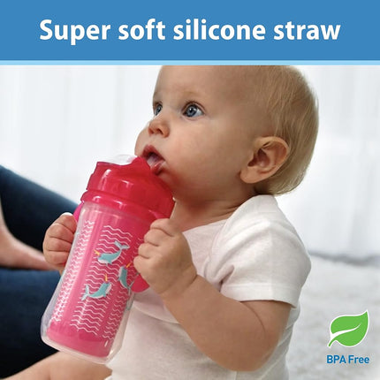 Dr. Brownâ€™s Milestones Insulated Sippy Cup with Straw and Handles - Pink - 10oz - 2-Pack - 12m+