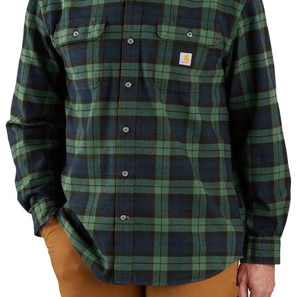 Carhartt Men's Long Sleeve Flannel Shirt Loose Fit Heavy Check Pattern Shirt, XS